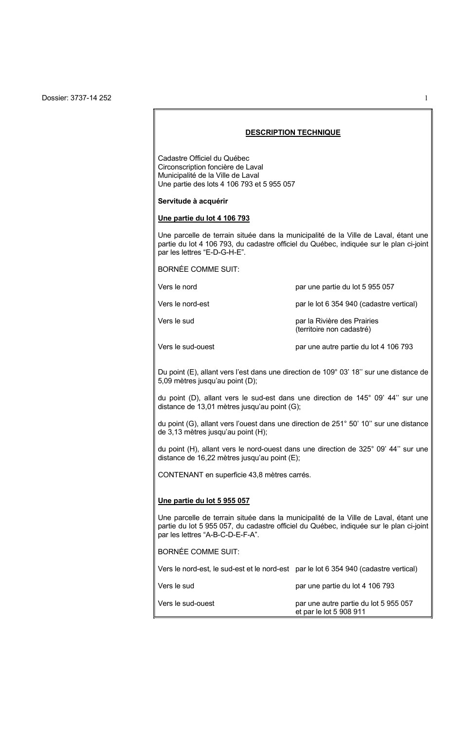 Certified legal technical description for plan 16469